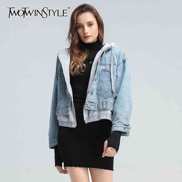 patchwork jacket for women v neck long sleeve hooded pockets loose denim coats female autumn fashion clothing 210524, Black;brown
patchwork jacket for women v neck long sleeve hooded pockets loose denim coats female autumn fashion clothing 210524, Black;brown