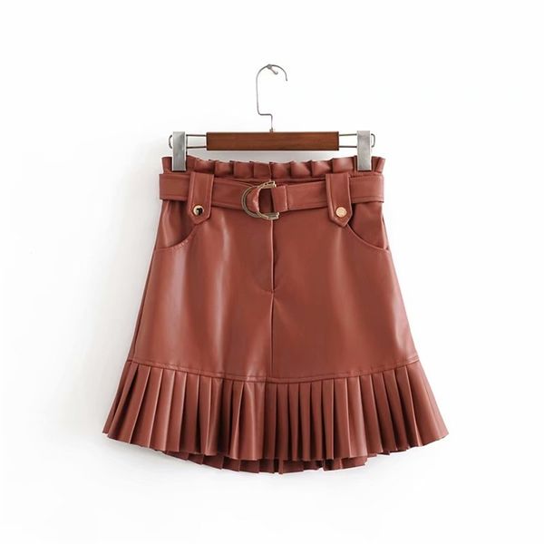 stylish chic pu leather mini skirt with belt za fashion women high waist pleated hem skirts casual streetwear party faldas 210531, Black
stylish chic pu leather mini skirt with belt za fashion women high waist pleated hem skirts casual streetwear party faldas 210531, Black