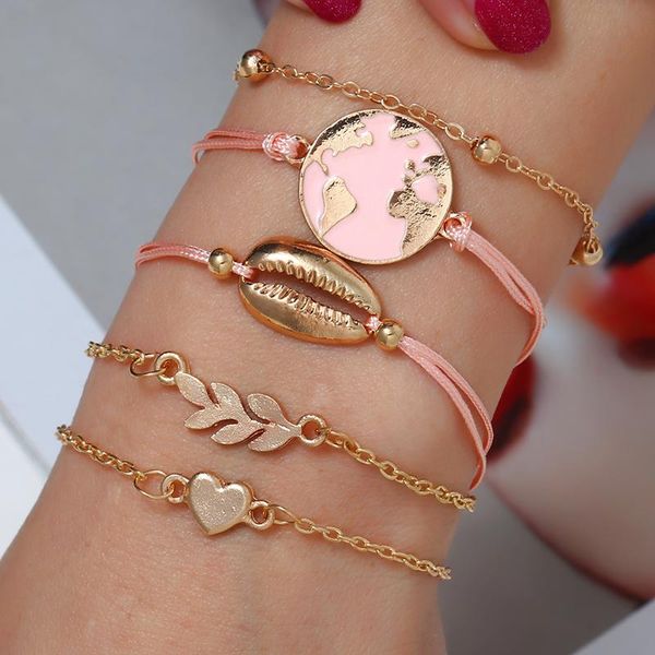 charm bracelets wngmngl exquisite design 5/set gold leaf heart shell mape bead bracelet for women pink bangles female jewelry lady gift, Golden;silver
charm bracelets wngmngl exquisite design 5/set gold leaf heart shell mape bead bracelet for women pink bangles female jewelry lady gift, Golden;silver