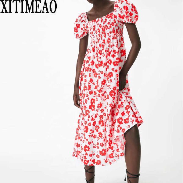 za women summer red floral dresses vintage print casual short sleeve square neck shirt dress leisure vacation long skirt 210602, Black;gray
za women summer red floral dresses vintage print casual short sleeve square neck shirt dress leisure vacation long skirt 210602, Black;gray