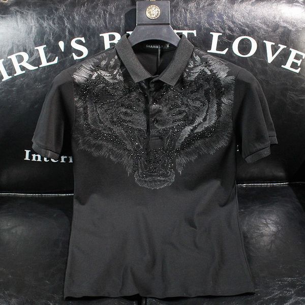 men's t-shirts spring and summer luxury animal rhinestones cotton brand men polo shirt black diamond short sleeve slim design 1kg7, White;black
men's t-shirts spring and summer luxury animal rhinestones cotton brand men polo shirt black diamond short sleeve slim design 1kg7, White;black