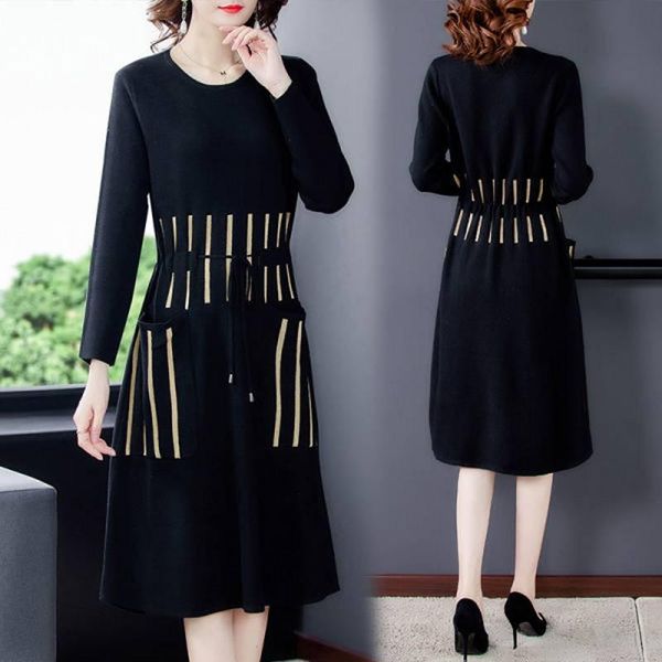 casual dresses 2021 autumn winter fashion women knitting sweater patchwork o neck pullover knit dress vestidos, Black;gray
casual dresses 2021 autumn winter fashion women knitting sweater patchwork o neck pullover knit dress vestidos, Black;gray