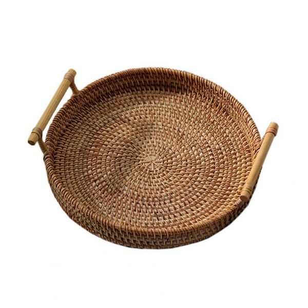 round tray handmade storage holder with handle drink snack basket organizer baskets
round tray handmade storage holder with handle drink snack basket organizer baskets