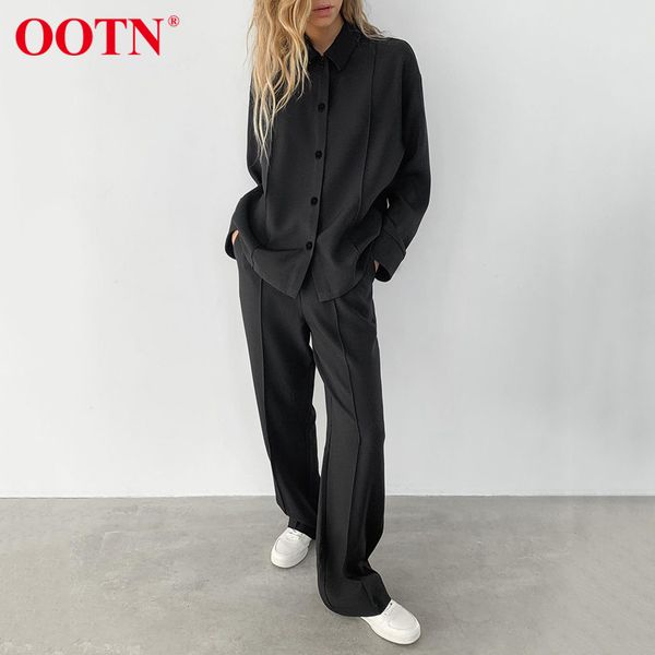 ootn office work wear black two piece set shirt long sleeve and pants suit casual trousers ladies women set spring 210413, White
ootn office work wear black two piece set shirt long sleeve and pants suit casual trousers ladies women set spring 210413, White