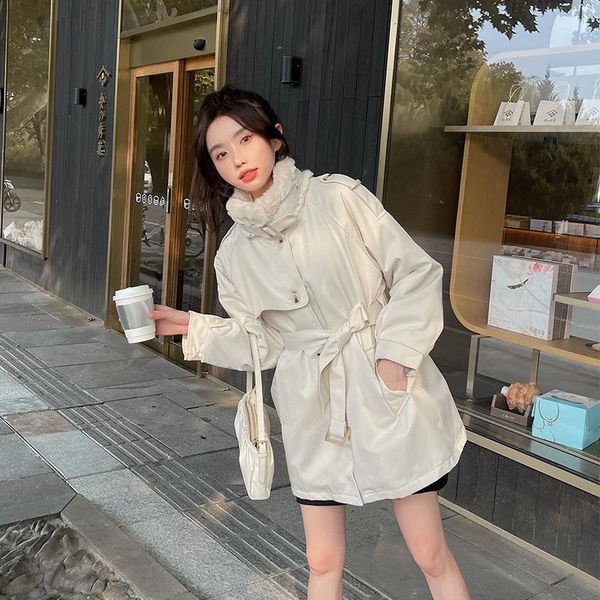 women's trench coats 2021 winter women stand collar beige windproof parkas coat plus sashes faux fur liner casual female warm outerwe, Tan;black
women's trench coats 2021 winter women stand collar beige windproof parkas coat plus sashes faux fur liner casual female warm outerwe, Tan;black
