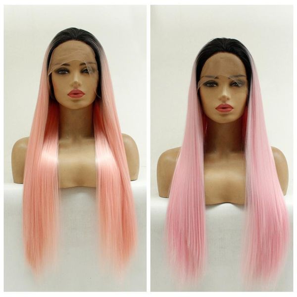 arrival pink ombre lace wig glueless long silky straight part synthetic front wigs for women heat resistant 26in1, Black
arrival pink ombre lace wig glueless long silky straight part synthetic front wigs for women heat resistant 26in1, Black