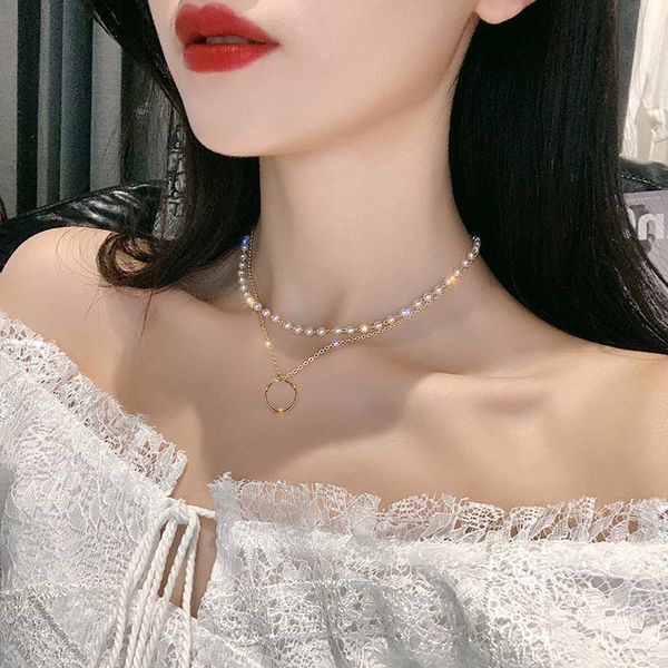 pendant necklaces 2021 double layer chain gold color fashion choker neckalce cute romantic women pearl necklace girl chocker collar femme, Silver
pendant necklaces 2021 double layer chain gold color fashion choker neckalce cute romantic women pearl necklace girl chocker collar femme, Silver