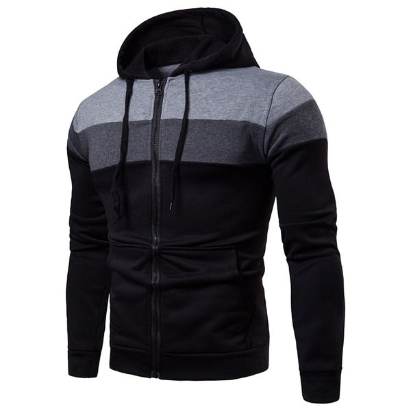 2 autumn and winter new wear solid color splicing sleeve casual cardigan hooded men's sweater, Black
2 autumn and winter new wear solid color splicing sleeve casual cardigan hooded men's sweater, Black