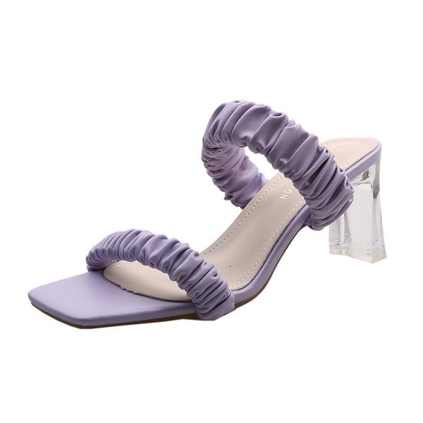 slippers vmti 2021 summer square toe fold thin strap sandal pure color transparent heel slipper female sense high-heeled women, Black
slippers vmti 2021 summer square toe fold thin strap sandal pure color transparent heel slipper female sense high-heeled women, Black
