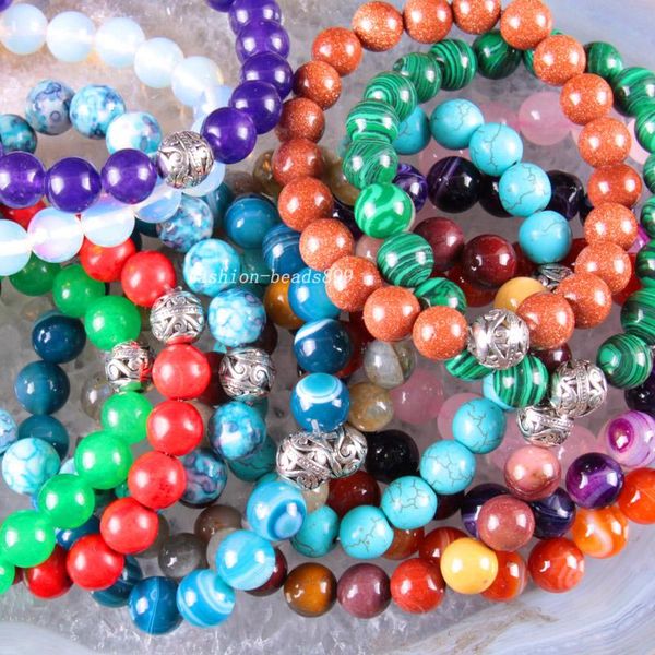 beaded, strands silver stretch 10mm round beads natural stone sandstone quartz crystal howlite opal bracelet 8" 1pcs, Black
beaded, strands silver stretch 10mm round beads natural stone sandstone quartz crystal howlite opal bracelet 8" 1pcs, Black