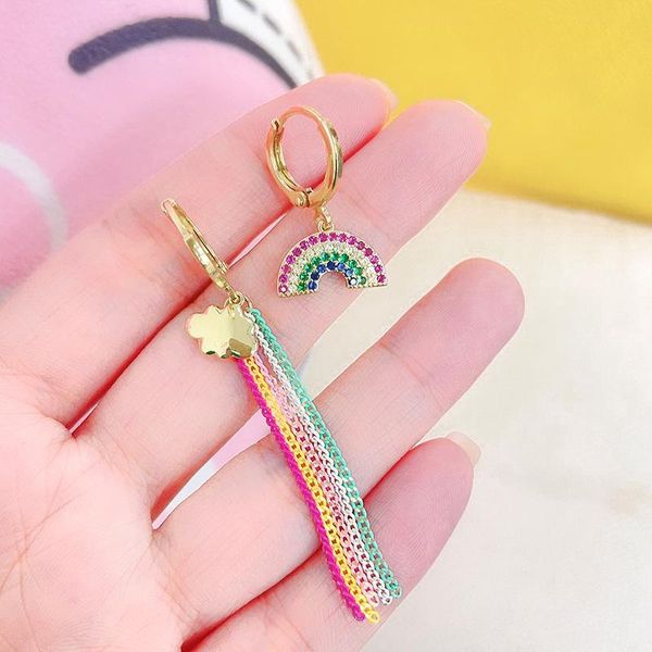 stud vs11 fashion simple rainbow asymmetrical ear buckle feeling micro-inlaid zircon color tassel earring girl heart earrings, Golden;silver
stud vs11 fashion simple rainbow asymmetrical ear buckle feeling micro-inlaid zircon color tassel earring girl heart earrings, Golden;silver