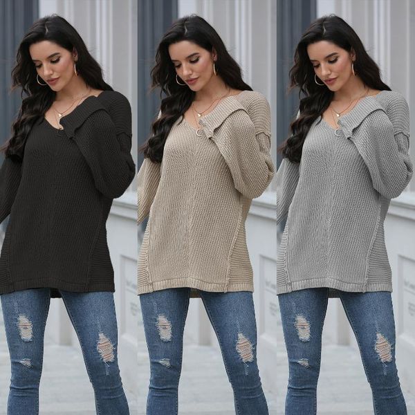 women's sweaters sweater women pullover 2021 explosion loose knit solid color striped v-neck female drop sj3232, White;black
women's sweaters sweater women pullover 2021 explosion loose knit solid color striped v-neck female drop sj3232, White;black