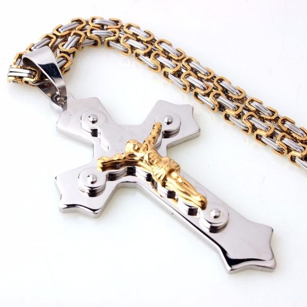 pendant necklaces gold color accessories jesus cross stainless steel byzantine chain men's women's necklace jewelry 5mm 18-30inch, Silver
pendant necklaces gold color accessories jesus cross stainless steel byzantine chain men's women's necklace jewelry 5mm 18-30inch, Silver