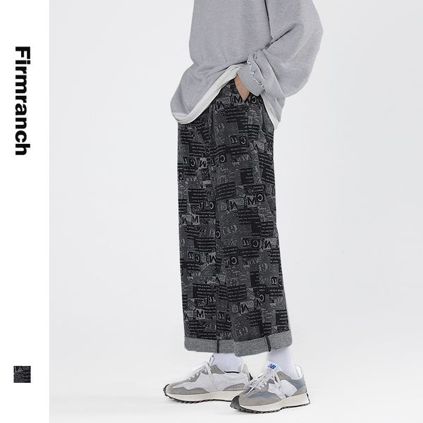 firmranch fall spring men/women spaper pattern knitted jeans ins high street wide leg denim pants loose casual long trousers, Blue
firmranch fall spring men/women spaper pattern knitted jeans ins high street wide leg denim pants loose casual long trousers, Blue