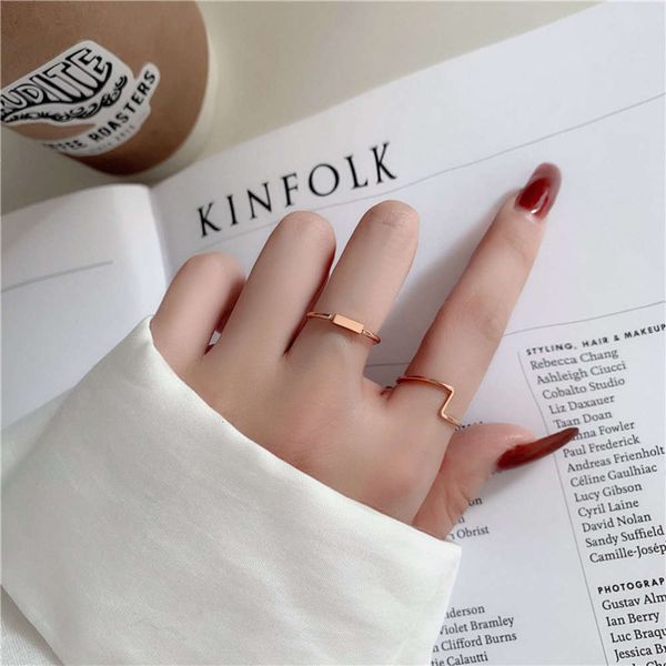 simple basic smooth small rectangular titanium steel plated rose gold joint index finger tail ring women's jewelry, Black
simple basic smooth small rectangular titanium steel plated rose gold joint index finger tail ring women's jewelry, Black