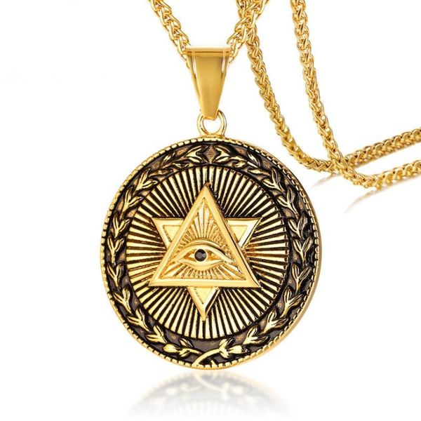 punk gold eye of god double triangle round necklace mens amulet pendant necklaces, Silver
punk gold eye of god double triangle round necklace mens amulet pendant necklaces, Silver