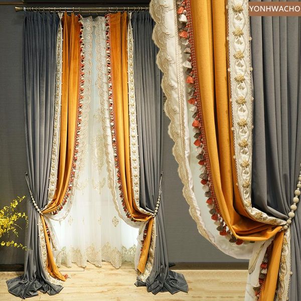 custom curtain luxury american thick velvet dark gray orange embroidery cloth blackout tulle c618 & drapes
custom curtain luxury american thick velvet dark gray orange embroidery cloth blackout tulle c618 & drapes