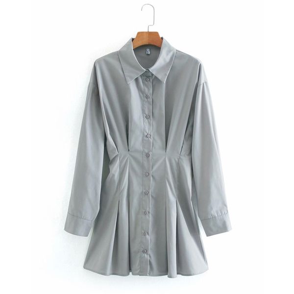 summer poplin solid mini shirts dress women turn-down collar pleated female elegant street fashion clothes vestidos 210513, Black;gray
summer poplin solid mini shirts dress women turn-down collar pleated female elegant street fashion clothes vestidos 210513, Black;gray