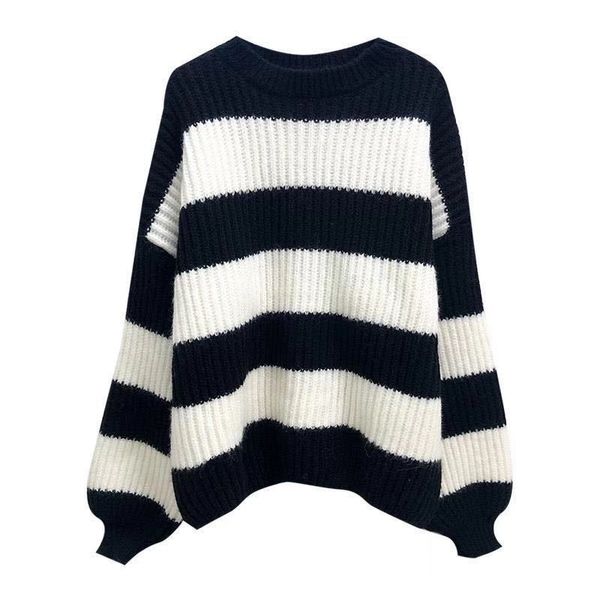 women's autumn and winter fashion casual atmosphere sweater, White;black
women's autumn and winter fashion casual atmosphere sweater, White;black