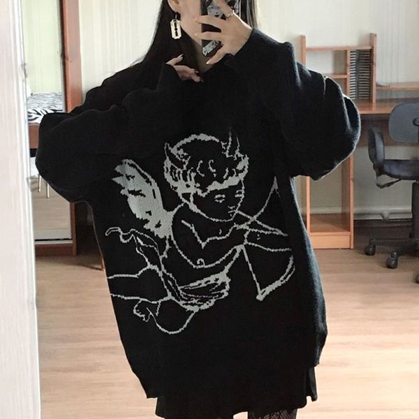 women's sweaters vintage female angel knitted sweater, long sleeve looser sweater for casual autumn fo5n, White;black
women's sweaters vintage female angel knitted sweater, long sleeve looser sweater for casual autumn fo5n, White;black