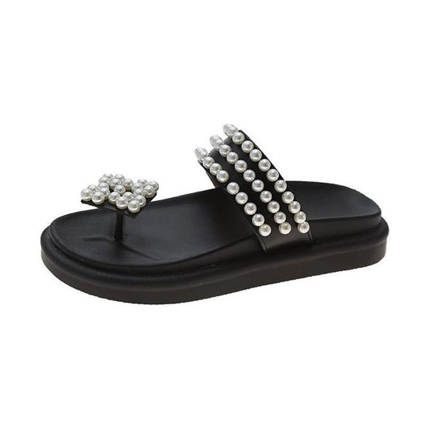 slippers med flat shoes female casual slipers women platform slides string bead luxury summer soft pu x80d, Black
slippers med flat shoes female casual slipers women platform slides string bead luxury summer soft pu x80d, Black