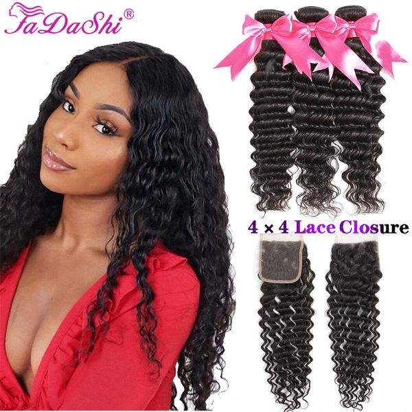human hair bulks fadashi deep wave bundles with closure brazilian 100% remy weave 3 4x4, Black
human hair bulks fadashi deep wave bundles with closure brazilian 100% remy weave 3 4x4, Black