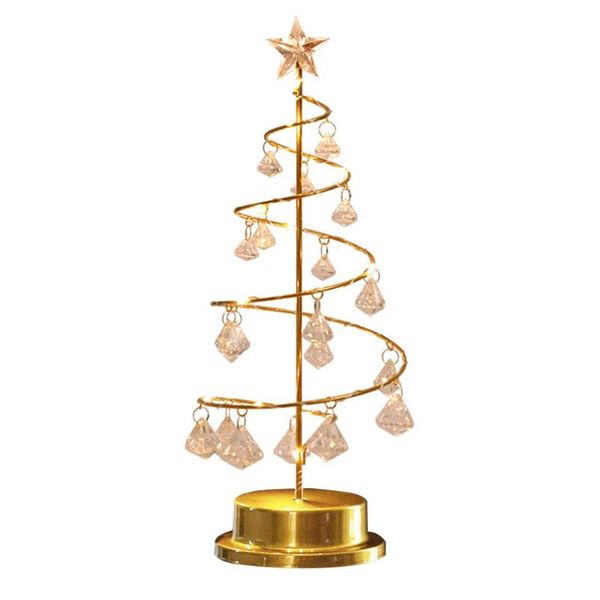 party decoration wrought iron night light led christmas tree decor lamp warm crystal bedroom home office living room ornament