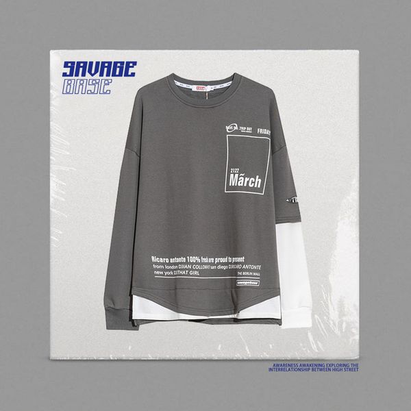 autumn loose sweater fashion brand men's long sleeve t-shirt korean patchwork color hole fake two pieces of ins pullover, Black
autumn loose sweater fashion brand men's long sleeve t-shirt korean patchwork color hole fake two pieces of ins pullover, Black