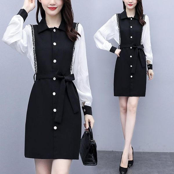 long sleeve black stitch oversized plus large size sukienka vintage party women's dress for clothes 2021 spring autumn a6488 casual dre, Black;gray
long sleeve black stitch oversized plus large size sukienka vintage party women's dress for clothes 2021 spring autumn a6488 casual dre, Black;gray