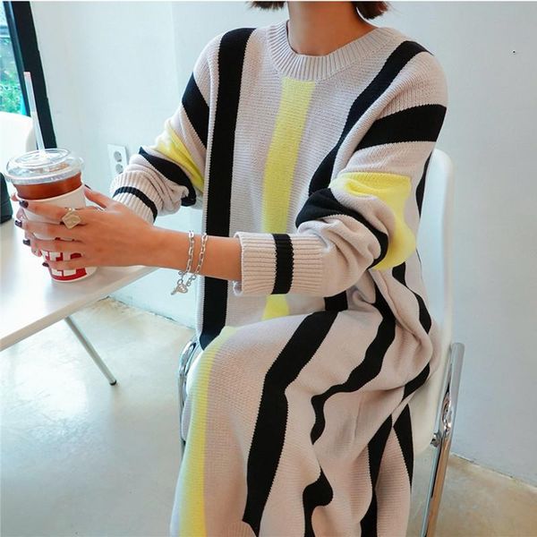 casual dresses 2021 autumn winter korea style plus size long sweater dress women loose striped knitted knit, Black;gray
casual dresses 2021 autumn winter korea style plus size long sweater dress women loose striped knitted knit, Black;gray
