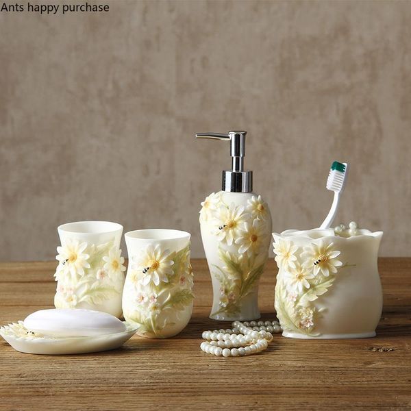 bath accessory set ceramic bathroom accessories 5-piece bee flower toiletries couple gargle cups lotion bottle toothbrush holder
bath accessory set ceramic bathroom accessories 5-piece bee flower toiletries couple gargle cups lotion bottle toothbrush holder