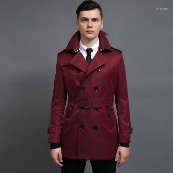 men's trench coats wine red mens coat luxury england style double breasted solid color jackets fashion long man, Tan;black
men's trench coats wine red mens coat luxury england style double breasted solid color jackets fashion long man, Tan;black