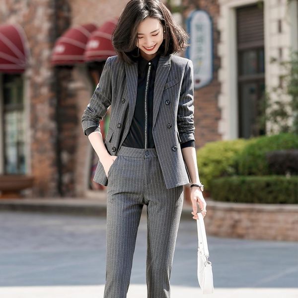 pant women at work business suits 2021 fall striped 2 piece triple breasted blazer jacket and interview pants, White
pant women at work business suits 2021 fall striped 2 piece triple breasted blazer jacket and interview pants, White