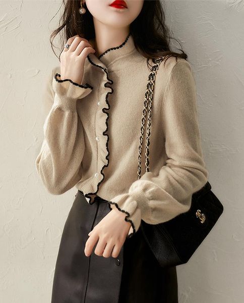 women's knits & tees cardigan women fashionable 2021 autumn simple and elegant knitted soft sweet wood ears blouse, White
women's knits & tees cardigan women fashionable 2021 autumn simple and elegant knitted soft sweet wood ears blouse, White