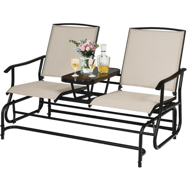 camp furniture 2 person outdoor patio double glider chair loveseat rocking with center table op70357
camp furniture 2 person outdoor patio double glider chair loveseat rocking with center table op70357