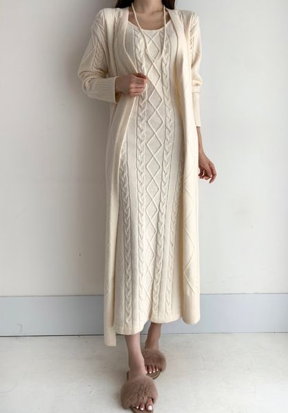 two piece dress winter thick long twist v neck cardigan sweater belt khaki knitted strap women fashion sets retro elegant chic x80, White
two piece dress winter thick long twist v neck cardigan sweater belt khaki knitted strap women fashion sets retro elegant chic x80, White