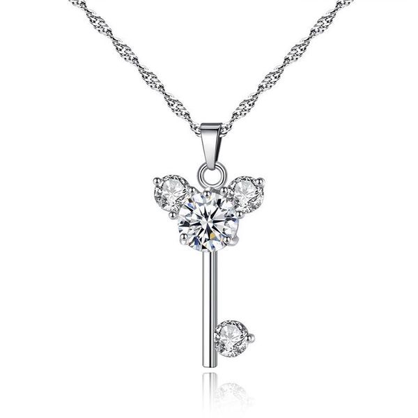 pendant necklaces key shape hanging necklace setting cubic zirconia water wave chain silver color for women
pendant necklaces key shape hanging necklace setting cubic zirconia water wave chain silver color for women