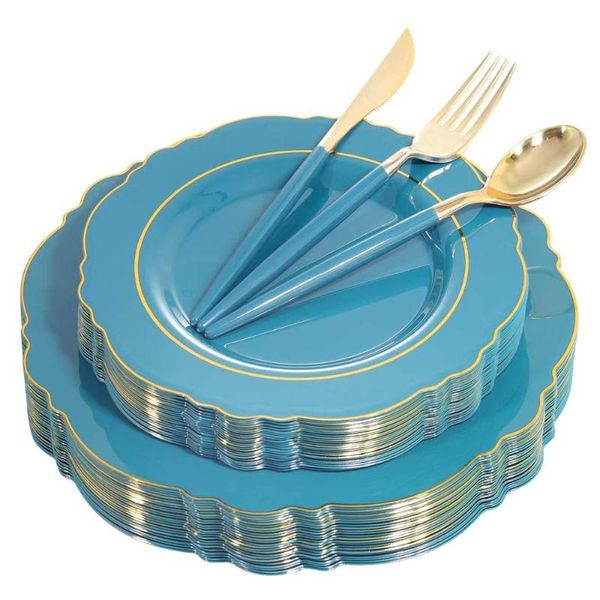 disposable dinnerware cutlery set blue pink plastic tray with golden border and silverware wedding party supplies
disposable dinnerware cutlery set blue pink plastic tray with golden border and silverware wedding party supplies