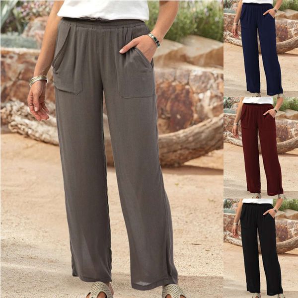 new solid color straight tube home leisure cotton hemp loose high waist micro flared women's pants, Black;white
new solid color straight tube home leisure cotton hemp loose high waist micro flared women's pants, Black;white