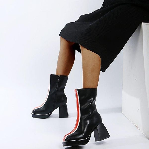 boots platform women mid-calf side zipper elegant thick heels pumps wedding office lady 2021 fashion shoes woman botas mujer, Black
boots platform women mid-calf side zipper elegant thick heels pumps wedding office lady 2021 fashion shoes woman botas mujer, Black