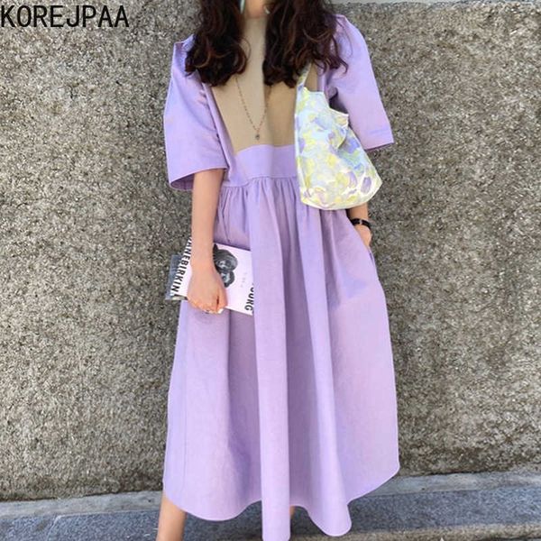 korejpaa women dress summer french temperament round neck contrast color stitching high waist casual short-sleeved vestidos 210526, Black;gray
korejpaa women dress summer french temperament round neck contrast color stitching high waist casual short-sleeved vestidos 210526, Black;gray