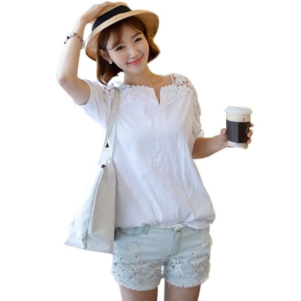 women's blouses & shirts summer women lace 2021 fashion woman shirt hollow out casual short sleeve plus size clothing 5xl, White
women's blouses & shirts summer women lace 2021 fashion woman shirt hollow out casual short sleeve plus size clothing 5xl, White