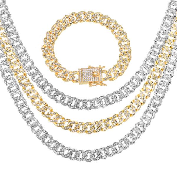11mm miami cuban chain link men rap silver color necklaces full iced out rhinestones bracelet set for woman hip hop jewellery x0509, Black
11mm miami cuban chain link men rap silver color necklaces full iced out rhinestones bracelet set for woman hip hop jewellery x0509, Black
