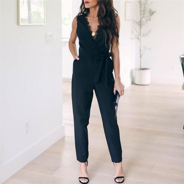 women's jumpsuits & rompers womens jumpsuit pocket lace v neck sleeveless breathable playsuit monos largos mujer pantalon largo, Black;white
women's jumpsuits & rompers womens jumpsuit pocket lace v neck sleeveless breathable playsuit monos largos mujer pantalon largo, Black;white