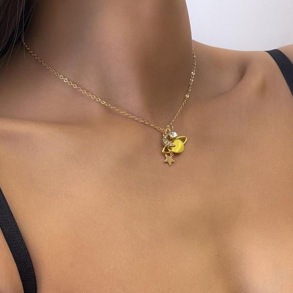 chains planet necklace woman rhinestone necklaces ladies geometric pentagram fashion simplicity chain gold color zinc alloy naszyjnik, Silver
chains planet necklace woman rhinestone necklaces ladies geometric pentagram fashion simplicity chain gold color zinc alloy naszyjnik, Silver