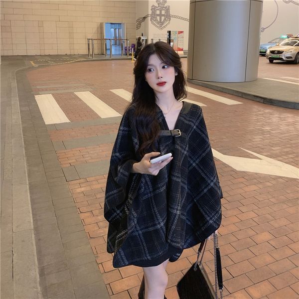 jxmyy new fashion products warm autumn and winter plaid woolen cloak coat jacket women 210412, Tan;black
