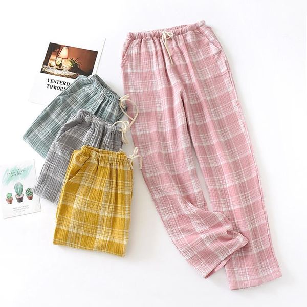 women home pants 100% cotton casual crepe plaid pink spring summer sleep wear bottom female drawstring thin pajama pant trousers women', Black;red
women home pants 100% cotton casual crepe plaid pink spring summer sleep wear bottom female drawstring thin pajama pant trousers women', Black;red