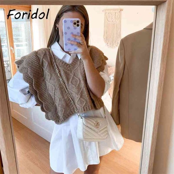 foridol knitted sweater vest women ruffle vintage sleeveless v neck brown waistcoat thick autumn winter twist vest pullover 210415, Black;white
foridol knitted sweater vest women ruffle vintage sleeveless v neck brown waistcoat thick autumn winter twist vest pullover 210415, Black;white