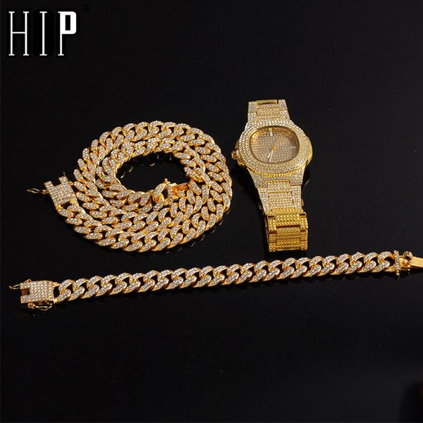 gold color necklace +watch+bracelet hip hop miami curb cuban chain iced out paved rhinestones cz bling rapper for men jewelry x0509, Black
gold color necklace +watch+bracelet hip hop miami curb cuban chain iced out paved rhinestones cz bling rapper for men jewelry x0509, Black