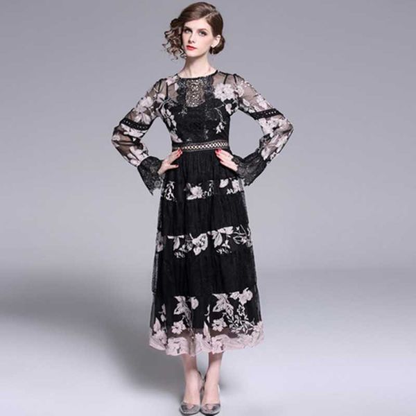 black lace hollow out dress female work casual dresses women patchwork embroidery vintage evening party vestido 210525, Black;gray
black lace hollow out dress female work casual dresses women patchwork embroidery vintage evening party vestido 210525, Black;gray